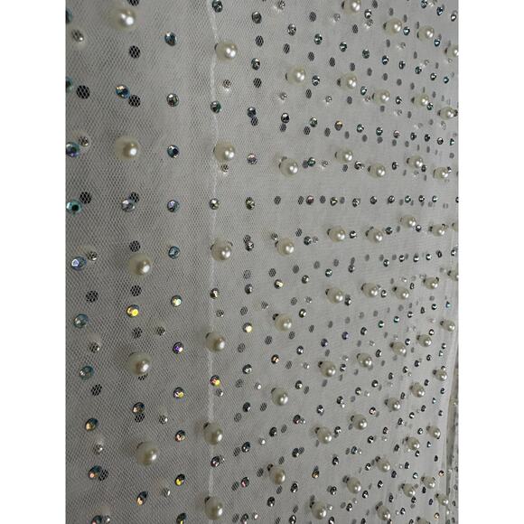 Beach Bunny Champagne Nights Mesh Dress Embellished Evening Statement Nude Sz L - Picture 8 of 13